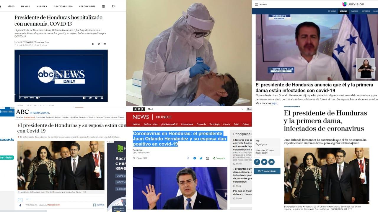 Imagen de Así se informó en el mundo  que el Presidente Hernández dio positivo de covid-19