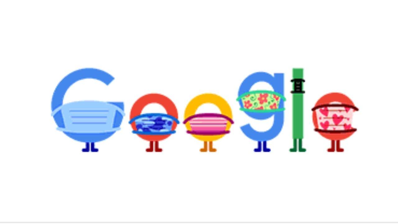 Imagen Principal de Nota: Google se viste con mascarillas para enviar un mensaje que puede salvar  al mundo