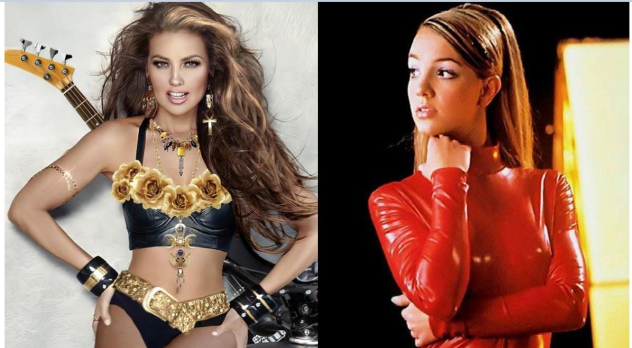Imagen Principal de Nota: Thalía se disfraza de Britney Spears y sorprende con ajustado traje de látex rojo