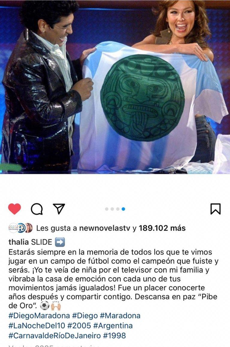 Imagen de ¿Hubo romance entre Thalía y Diego Maradona? El sentido mensaje de la mexicana que encendió los rumores