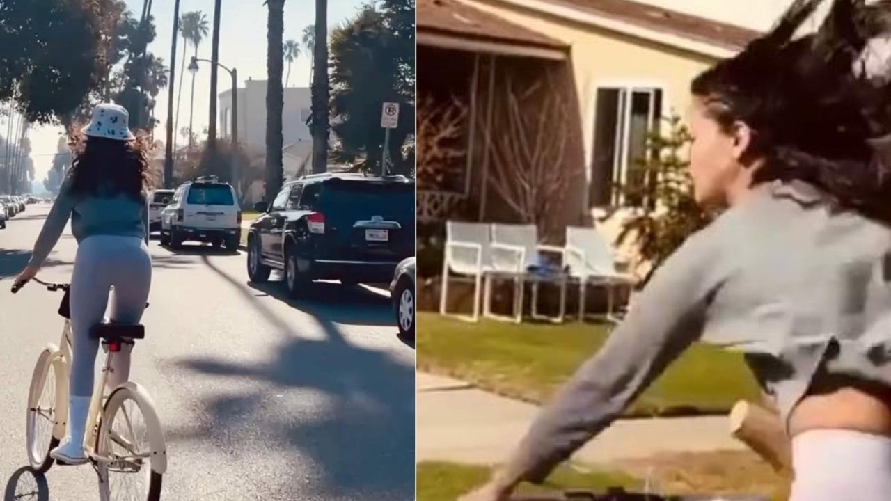 Imagen de Eiza González tuvo un accidente en su bicicleta y todo quedó en vídeo