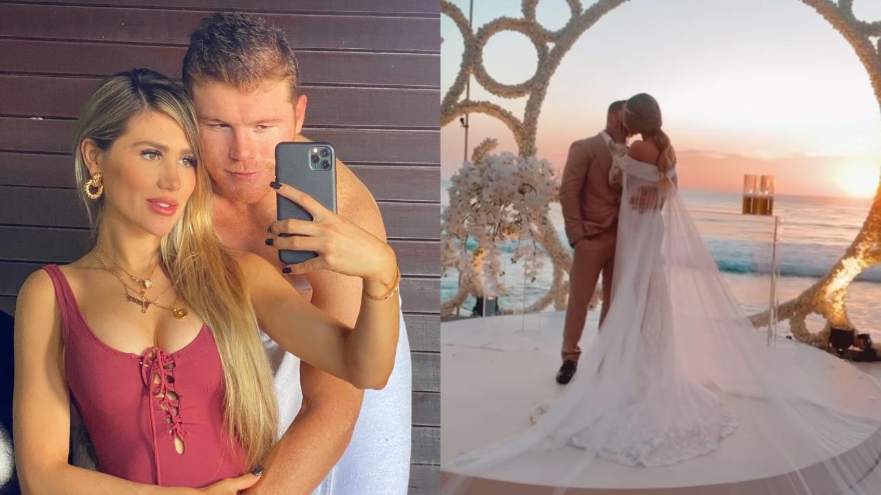 Imagen de El boxeador  Saúl 'El Canelo' Álvarez y Fernanda Gómez se casaron frente al mar