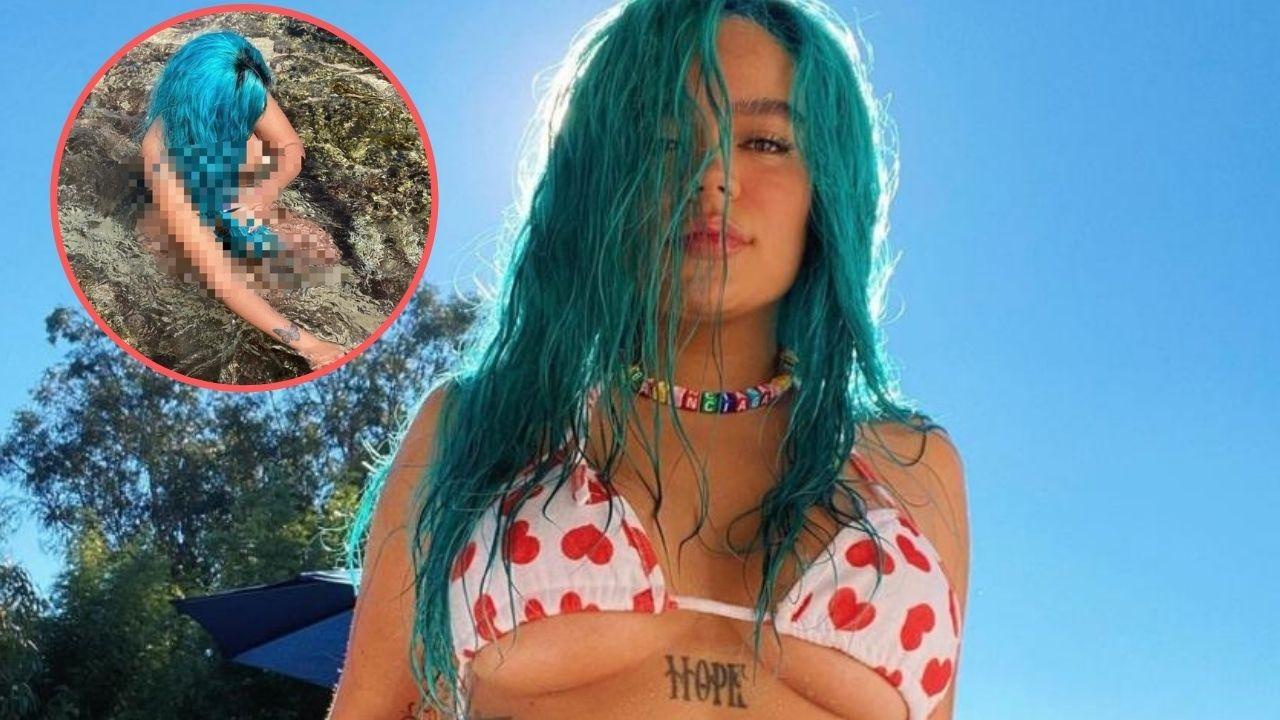 Imagen Principal de Nota: ¡Como sirena! Karol G posa como Dios la trajo al mundo