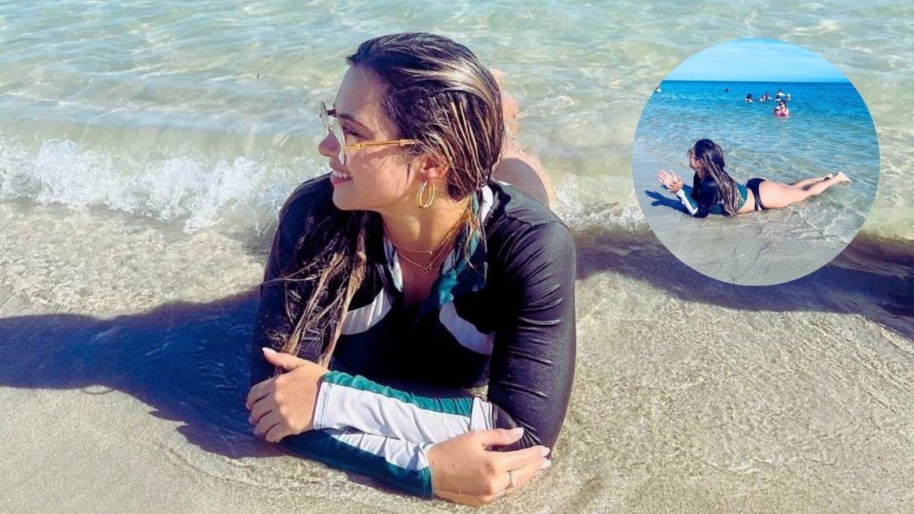 Imagen de Ex de Mr. JC presume sus curvas con ajustado traje de baño en la playa