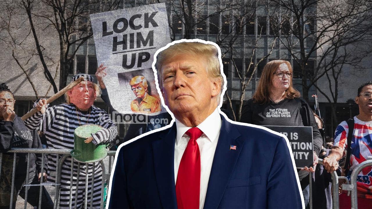 Imagen Principal de Nota: Donald Trump se entrega para que le lean los cargos