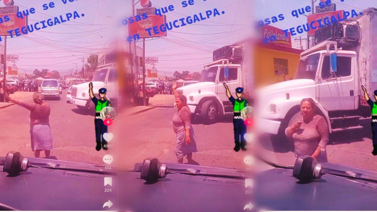 Imagen de Hondureña se viraliza en redes por hacer el papel de policía de tránsito