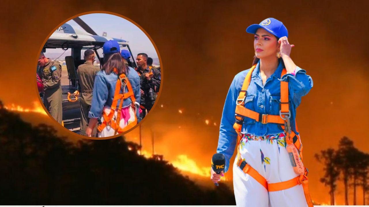 Imagen Principal de Nota: Loren Mercadal sobrevoló junto a las FF.AA. para informar sobre el incendio de El Hatillo