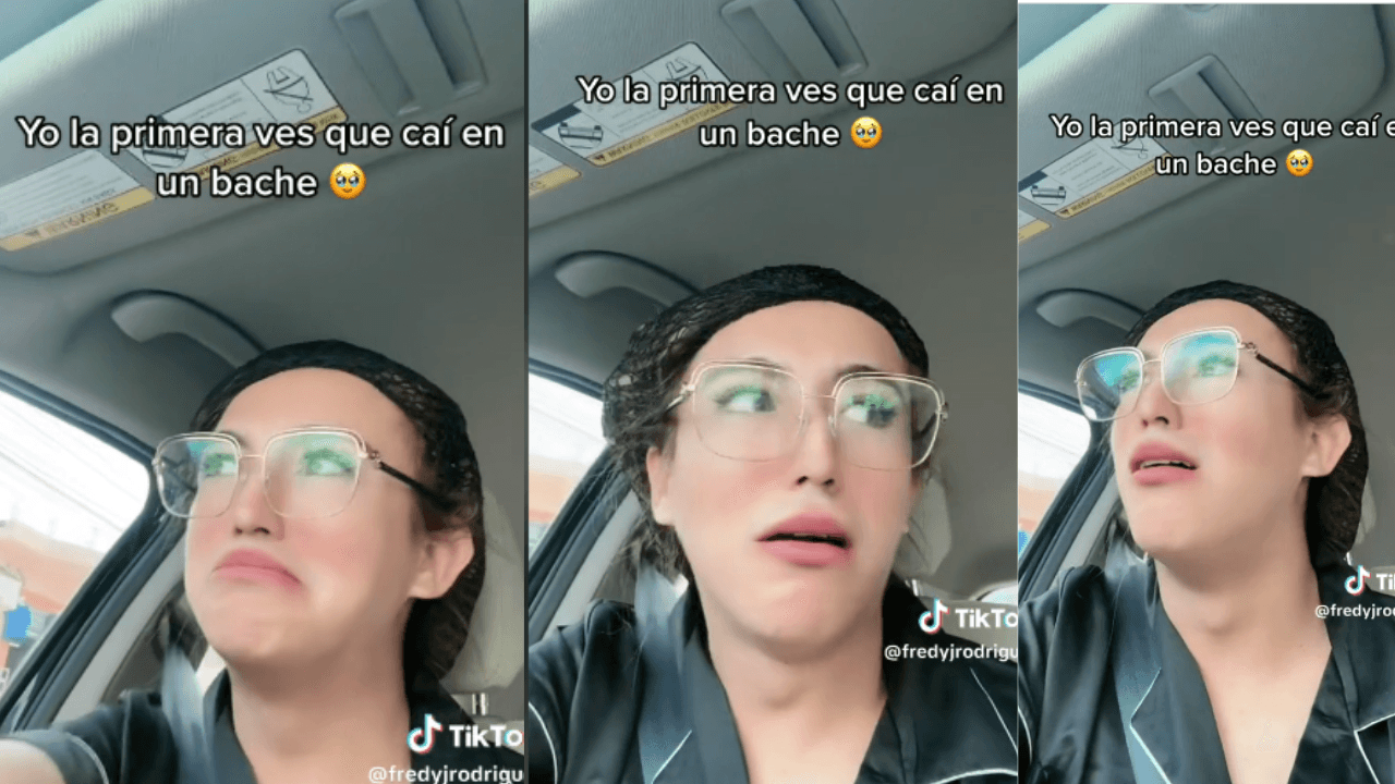 Imagen de La Bicha Catracha comparte su reacción al caer en el primer bache de la capital
