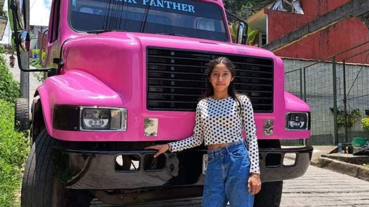 Imagen de Papá sorprende a su hija de 14 años al darle  un camión color rosa y cumplir su sueño de trailera