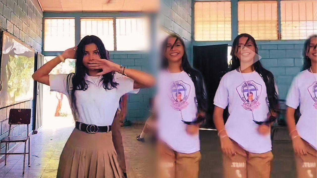 Imagen de Colegiala hondureña muestra sus mejores pasos de baile desde su aula de clases