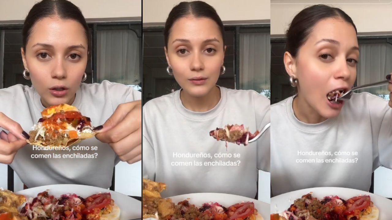 Imagen Principal de Nota: La hondureña Paulina Joya en controversia: ¿Cómo deberíamos comer las enchiladas?