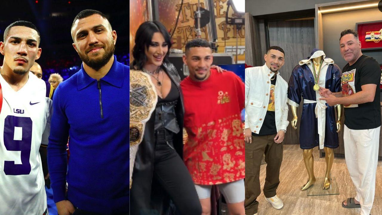 Imagen Principal de Nota: Teófimo López posa junto a grandes estrellas del boxeo y la WWE