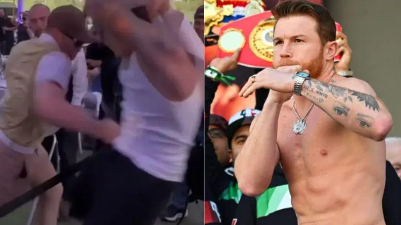 Imagen de 'Canelo' Álvarez cumple sueño de fanático y le propina demoledor gancho al hígado