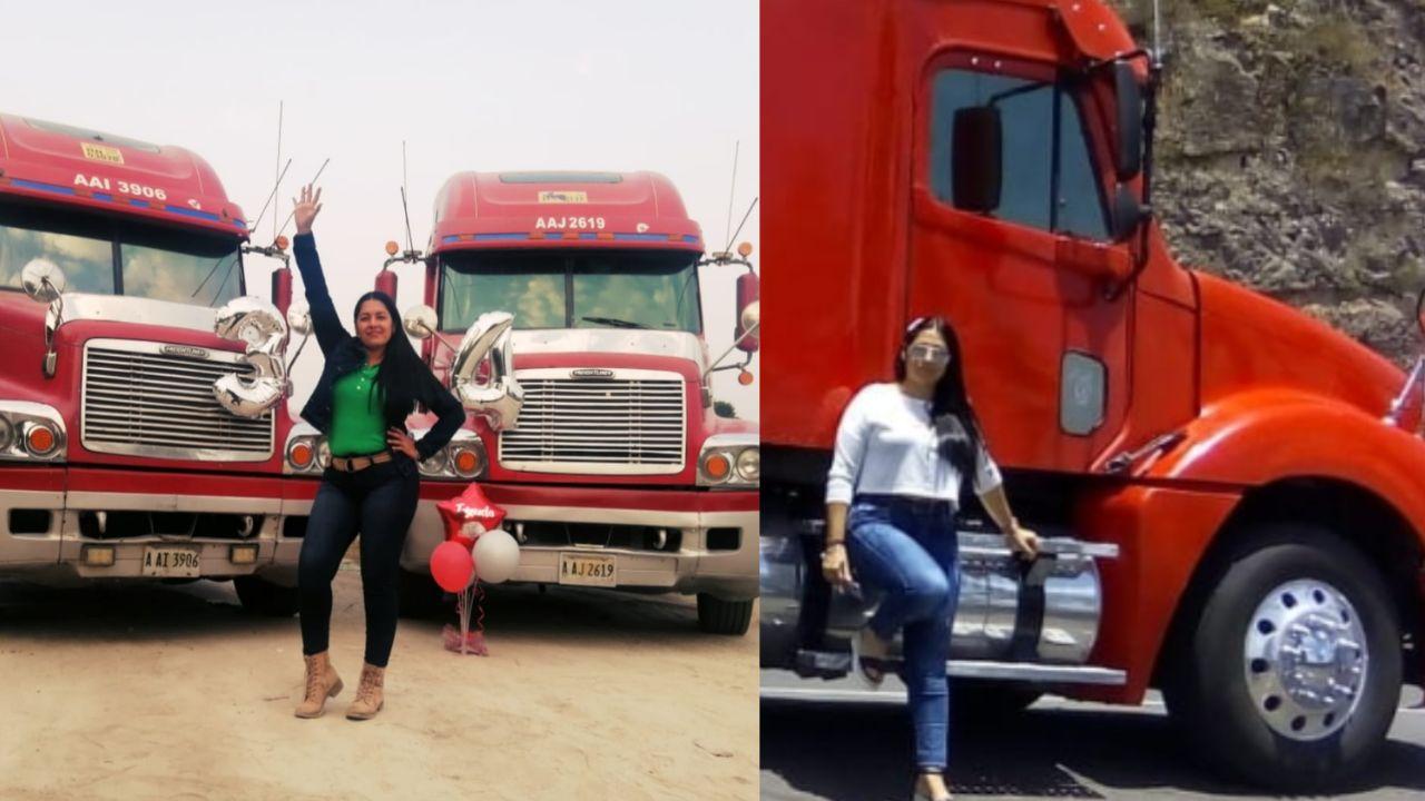 Imagen de Eneyda Gómez, la hondureña  trailera que recorre la CA-5 en su camión