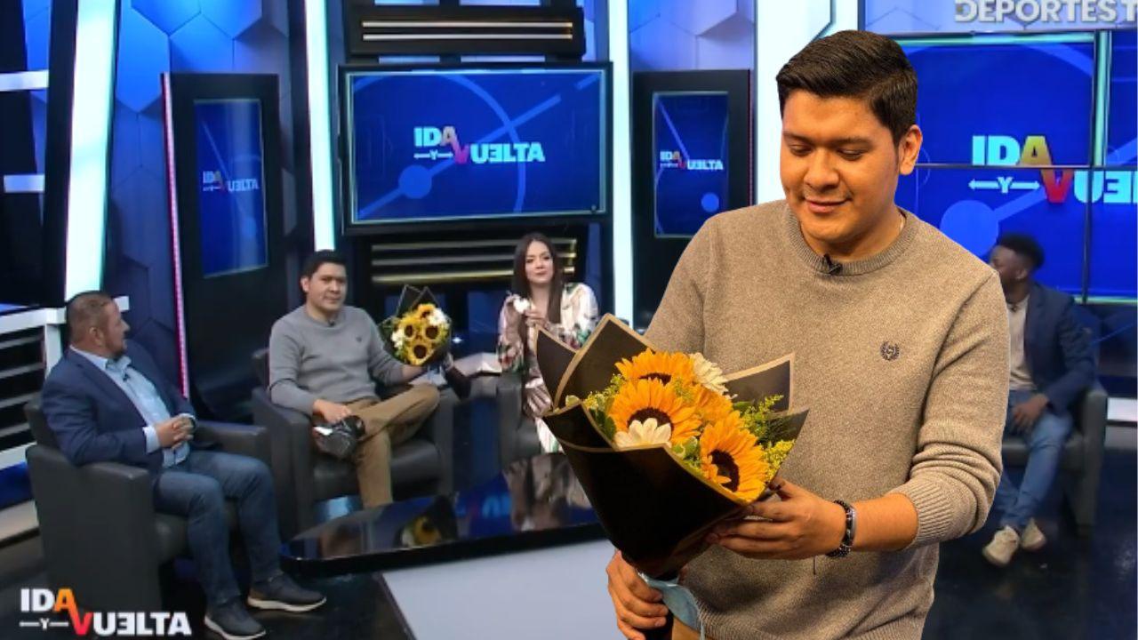 Imagen de Néstor Cruz recibe girasoles en vivo de admiradora, ¿soltero?