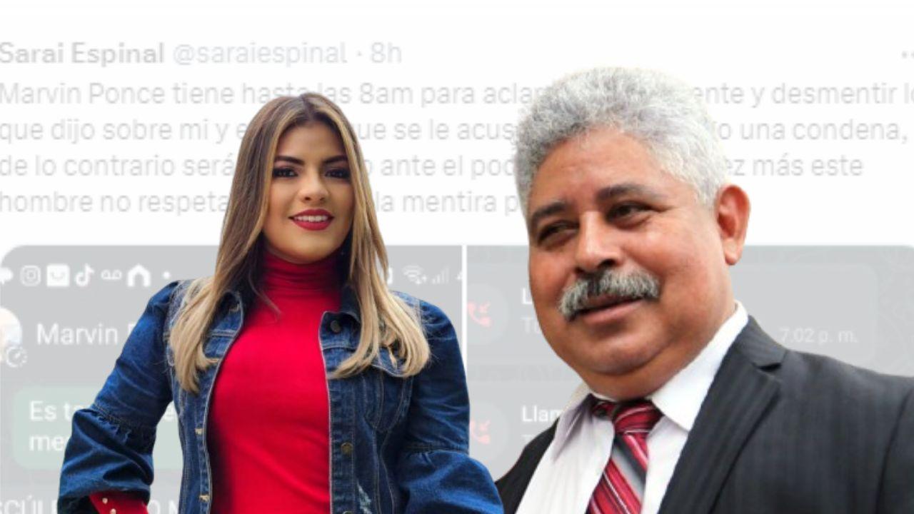 Imagen de Saraí Espinal exige a Marvin Ponce desmentir acusaciones o enfrentará una querella judicial
