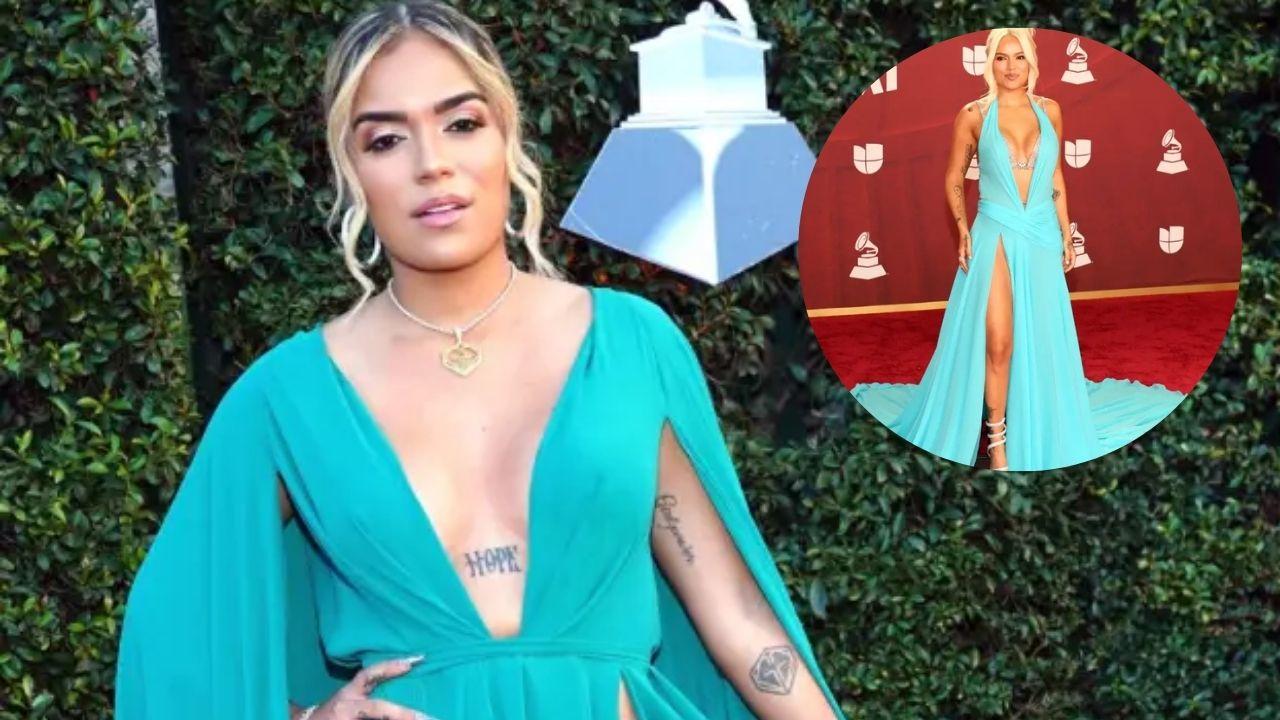 Imagen Principal de Nota: Karol G deslumbra con un look drapeado en los Latin Grammy 2024 y revive su estilo del 2018
