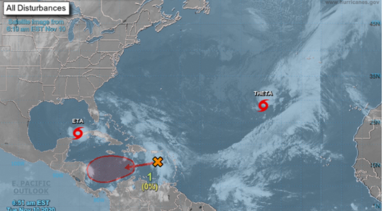 Imagen de Honduras bajo alerta roja por la amenaza de Iota, que ingresaría como huracán; hay riesgo en la zona central