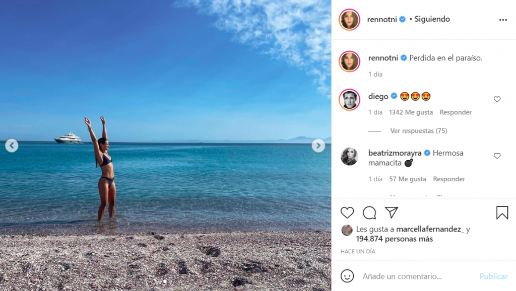 Renata Notni de vacaciones, Diego Boneta le comenta en Instagram