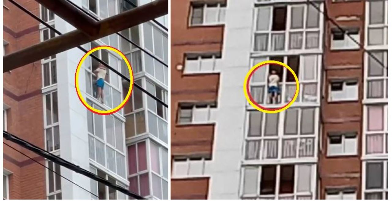 Imagen de Hombre amenaza con saltar con su hijo de 3 años en brazos desde un balcón de 13 pisos de altura