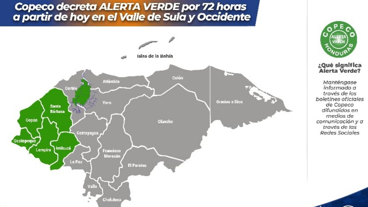 Imagen Principal de Nota: Emiten alerta verde para el Valle de Sula y Occidente
