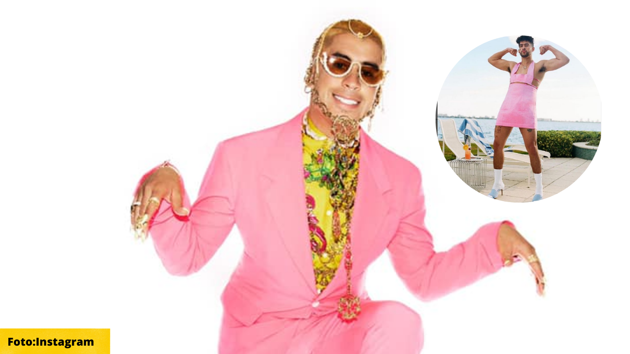 Imagen de Bad Bunny enloquece a seguidores al posar en atrevida prenda color rosa y en tacones, para prestigiosa marca