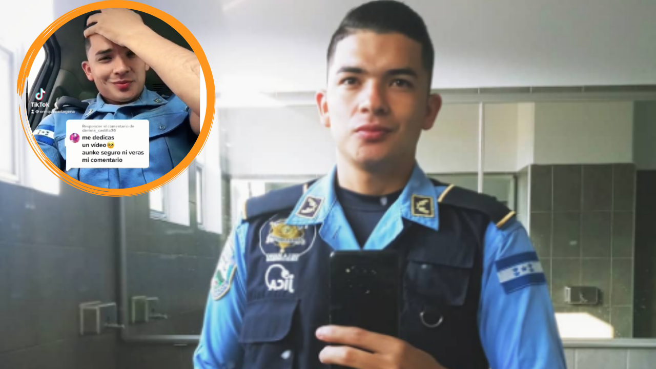 Imagen de Enrique Cartagena, el policía hondureño que causa hasta rompimientos amorosos a través de TikTok