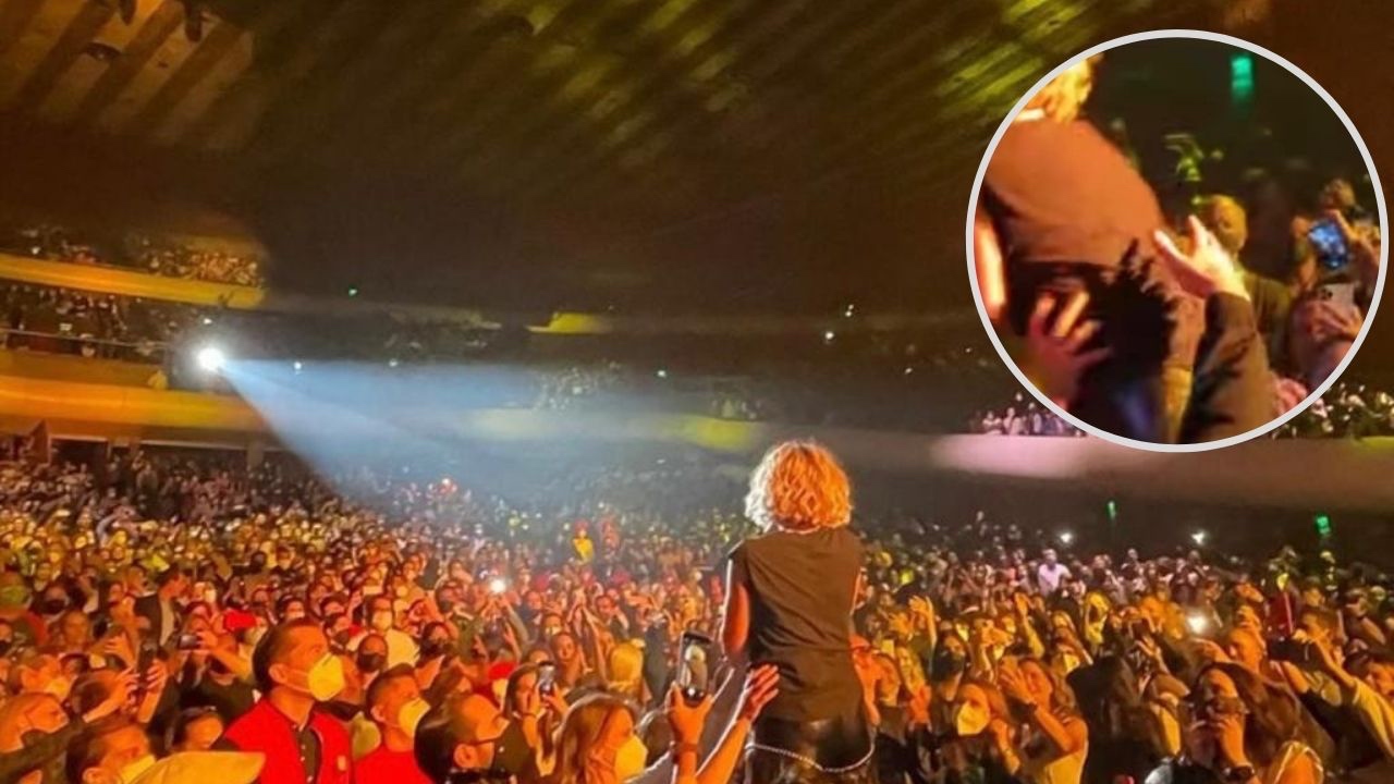 Imagen Principal de Nota: ¡Ayúdenme! Cantante mexicana sufre aparatosa caída en  concierto tras lanzarse al público