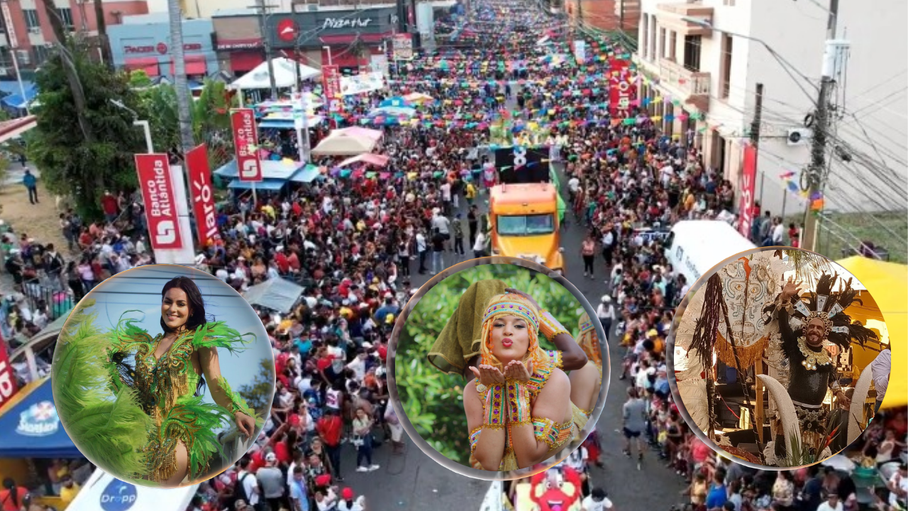Imagen Principal de Nota: Coloridas carrozas fueron la mayor atracción del Gran Carnaval Internacional en La Ceiba