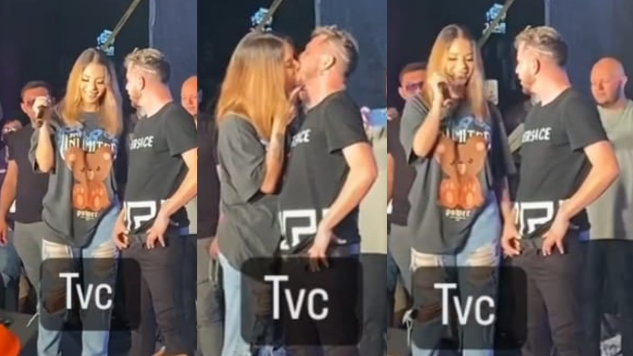 Imagen de Jennifer Funes le da tremendo beso a Mr. JC. en el escenario del 'Chonguengue'