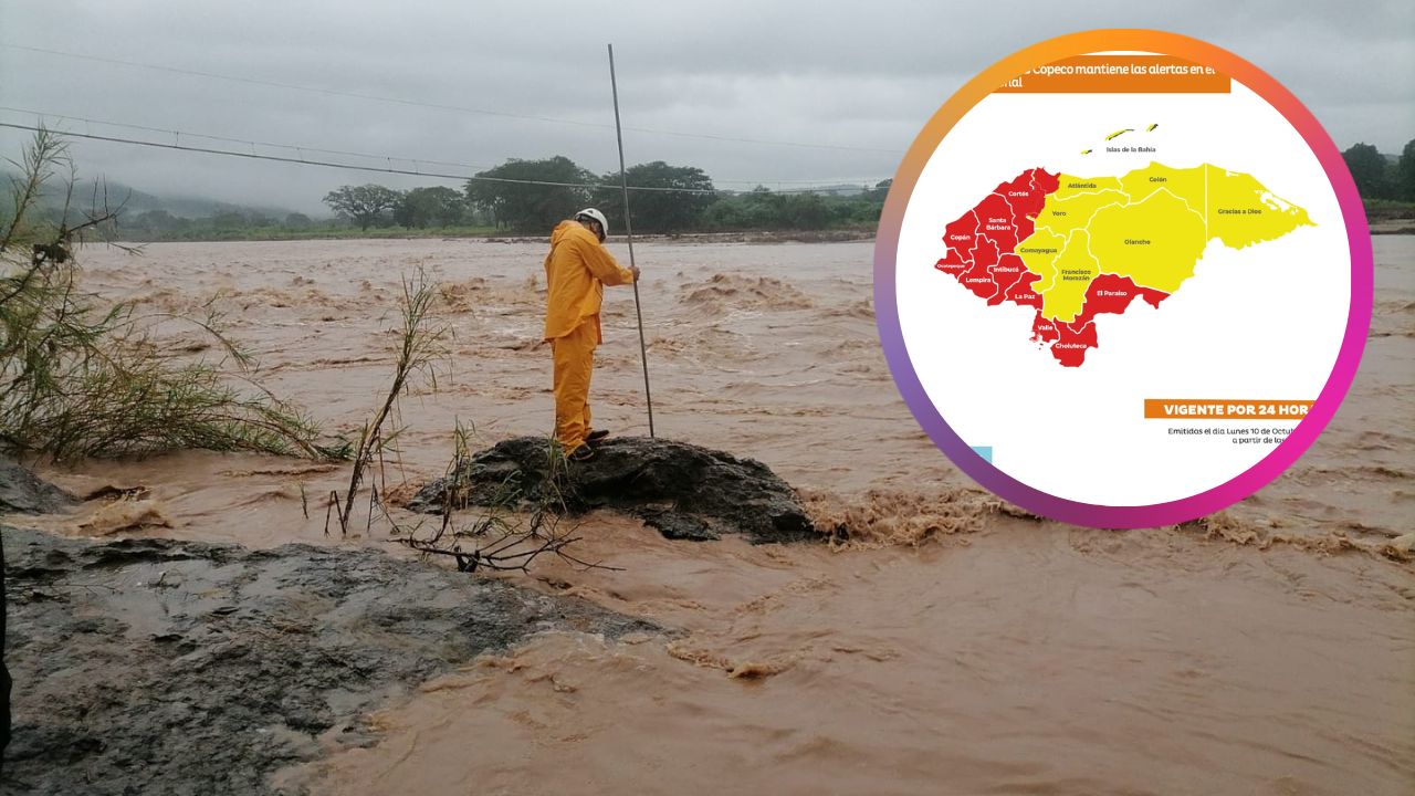Imagen Principal de Nota: Por 24 horas más extienden alertas en Honduras ante lluvias producto de la depresión tropical Julia