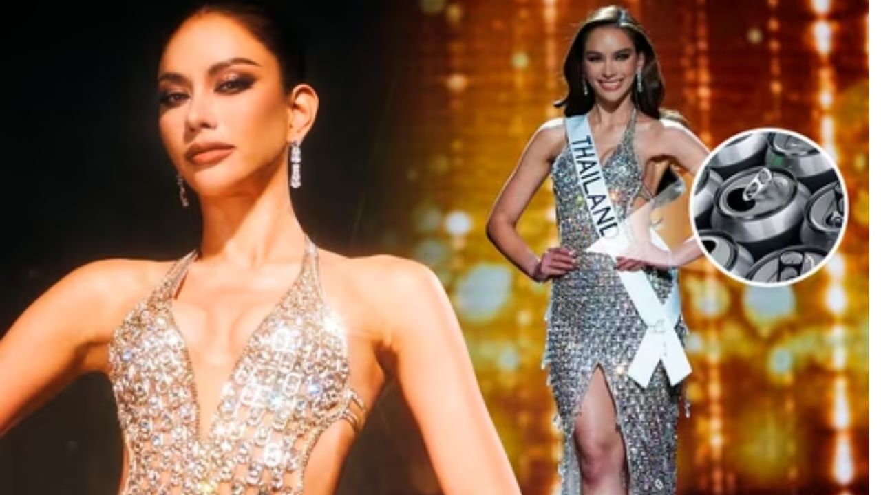 Imagen de Miss Tailandia envía poderoso mensaje con vestido elaborado de fichas de latas
