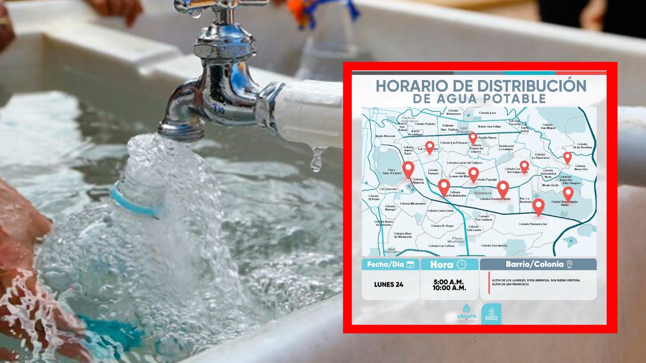 Imagen Principal de Nota: Horario de distribución de agua potable en Tegucigalpa desde el 24 hasta el 30 de abril