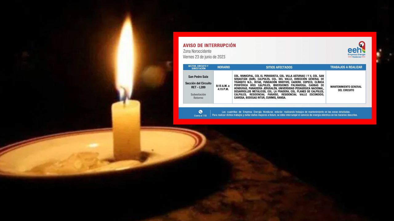 Imagen de Cortes de energía programados para este viernes 23 de junio
