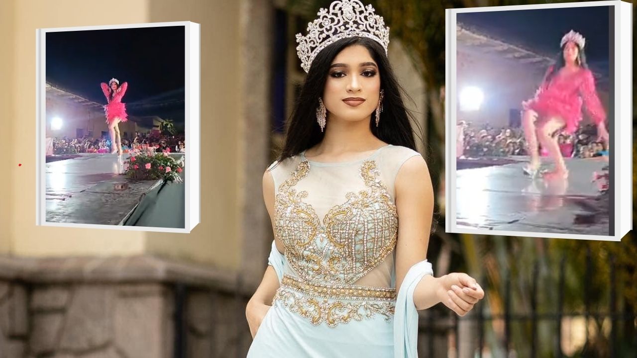 Imagen Principal de Nota: VIDEO: Reina de belleza  sufre caída en el escenario, pero se levanta y continúa en Feria de San Marcos de Colón