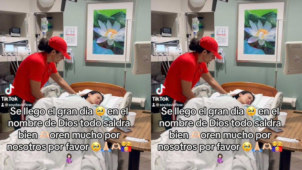 Imagen de Davis Flow y el vídeo junto a Elsa Oseguera en el hospital