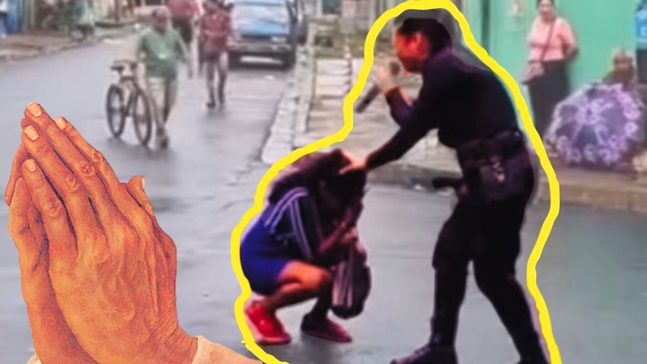 Imagen de Policía se viraliza predicando la palabra de Dios en las calles