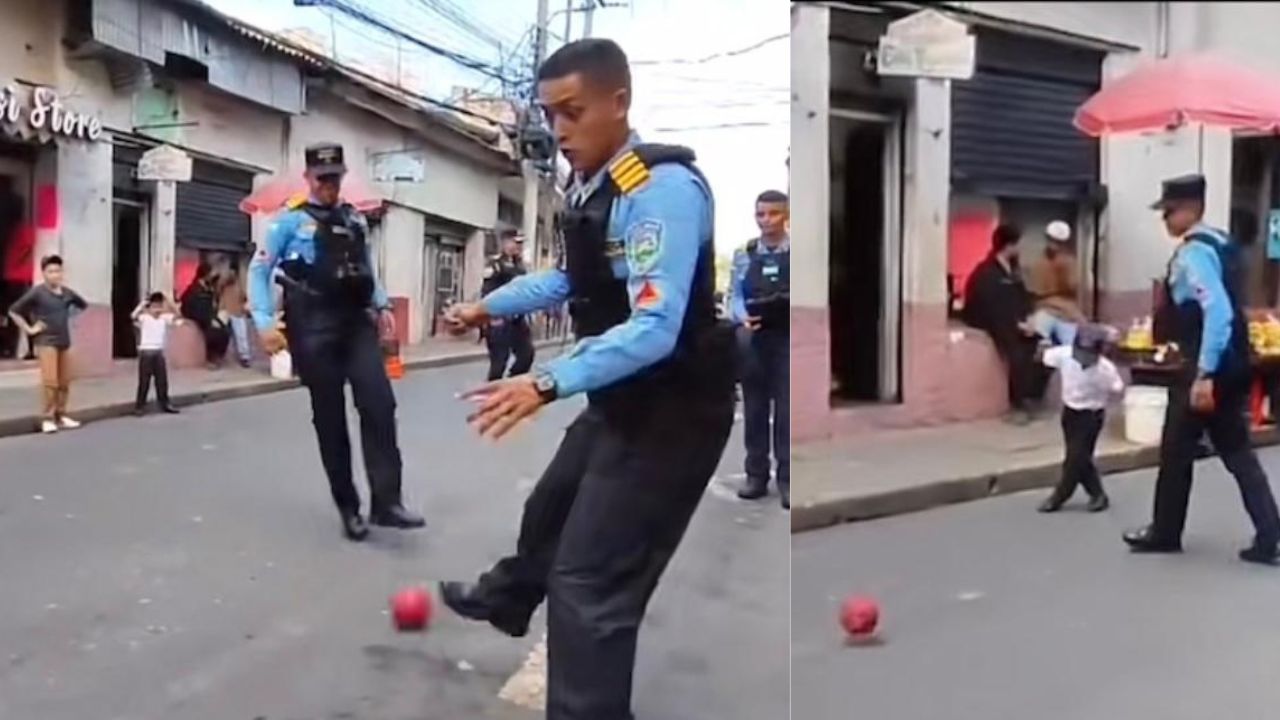 Imagen Principal de Nota: Policías juegan pelota en medio de los anillos de seguridad que permanecen a inmediaciones del CN