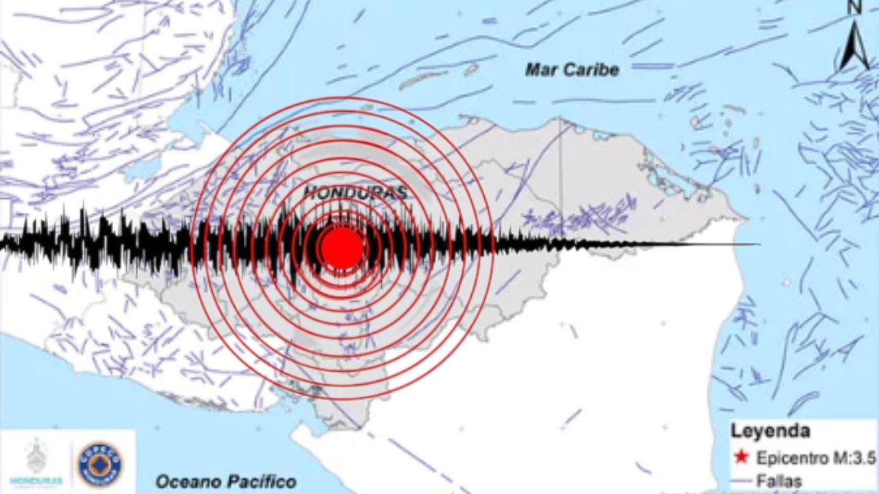 Imagen Principal de Nota: Sismo de magnitud 3,5 se registró en el centro de Honduras; no se reportan víctimas ni daños