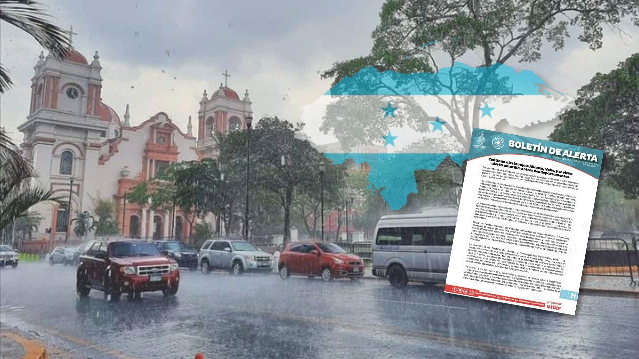 Imagen Principal de Nota: Alerta roja para Alianza, Valle; verde para la zona occidental y amarilla para el resto de Hondura, emite Copeco