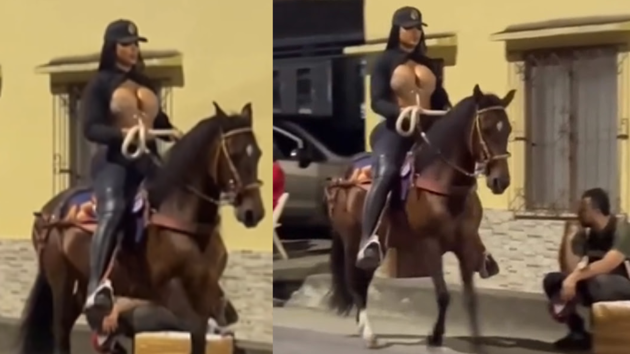 Imagen de Video de mujer en el pueblo paseando en caballo es viral por lo que hace