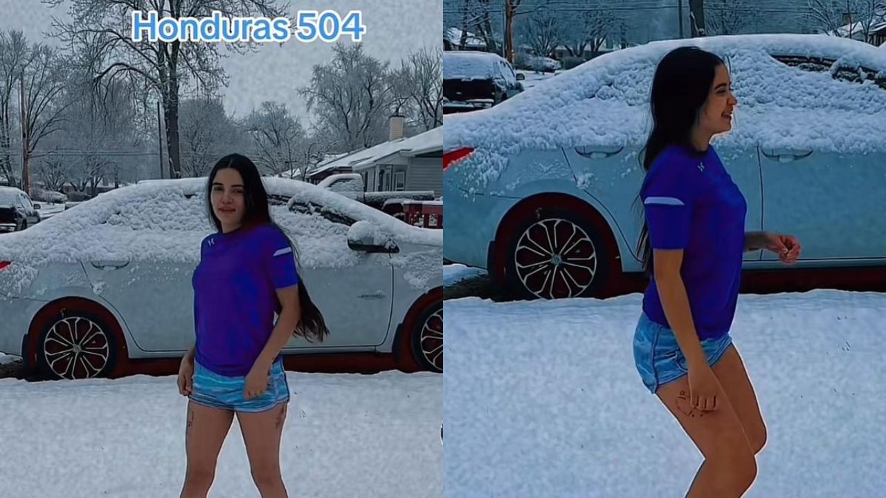 Imagen de ¡Ritmo bajo cero! Hondureña conquista la nieve bailando punta en shorts