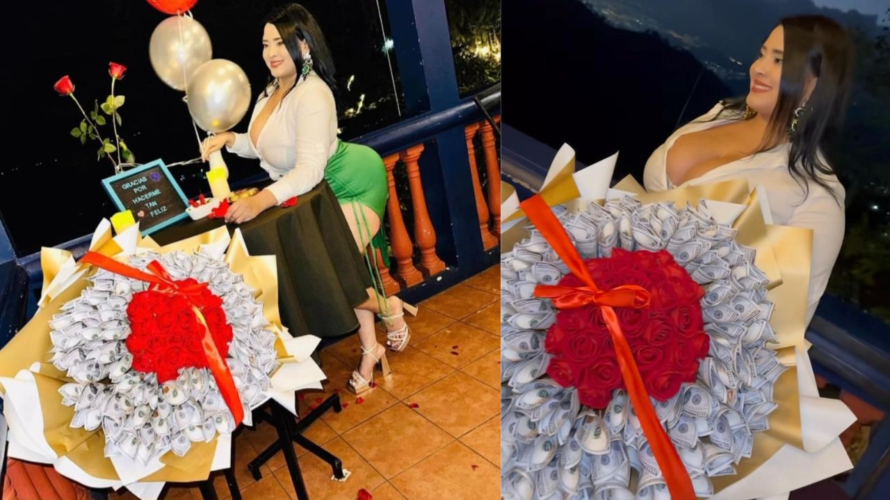Imagen de La 'Vaquerita sexy' de Honduras recibe 'ramo buchón' con billetes de 100 dólares