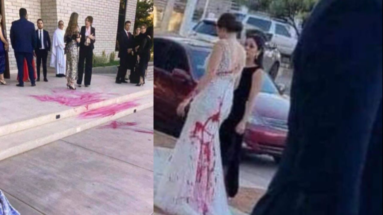 Imagen Principal de Nota: Suegra y cuñada lanzan pintura roja a novia el día de su boda a minutos de entrar a la iglesia