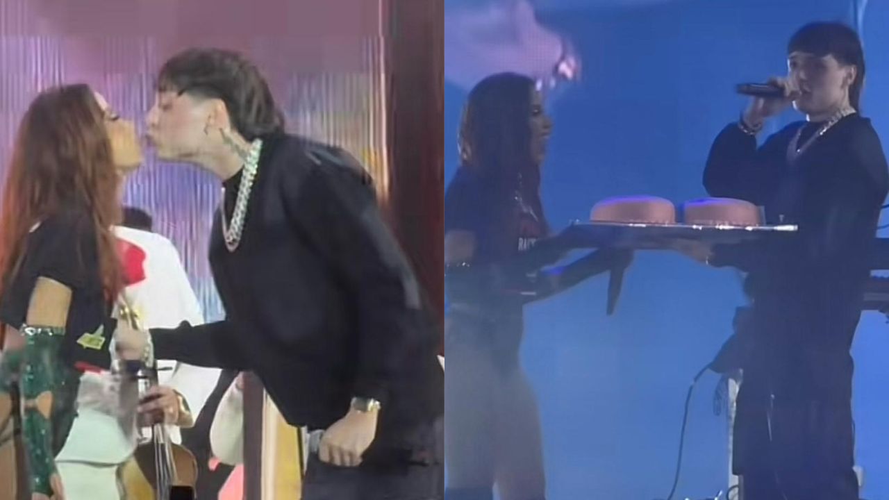 Imagen de Peso Pluma y Anitta se dan tremendo beso en concierto
