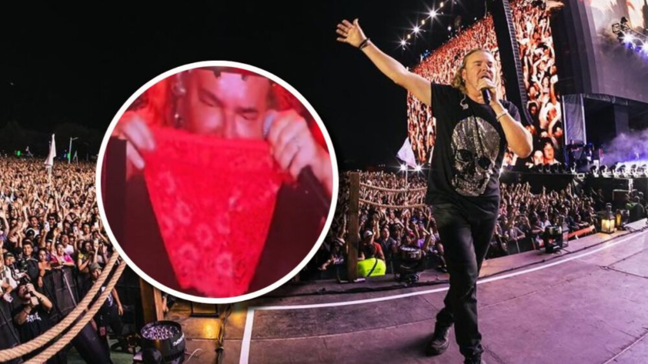 Imagen Principal de Nota: Maná cantante  reacciona en concierto "la olemos o no la olemos" , luego que le lanzarán lencería