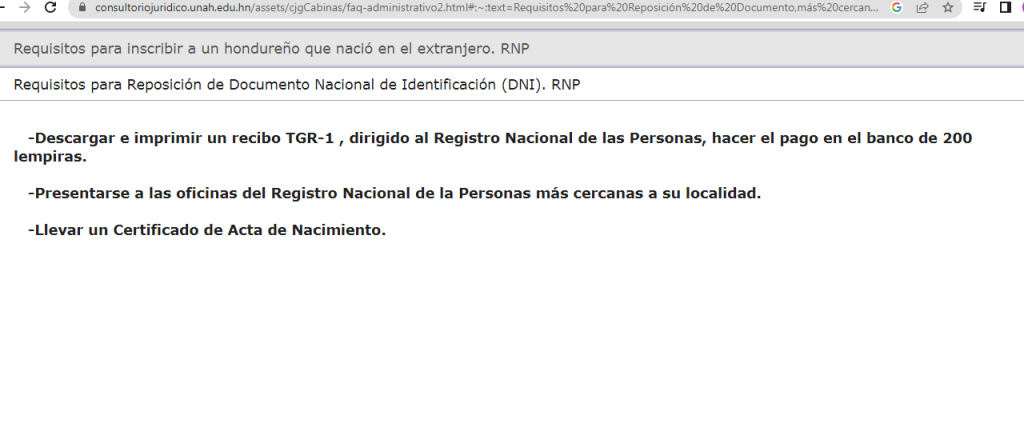 Pasos para solicitar tu DNI en caso de extravío en Honduras