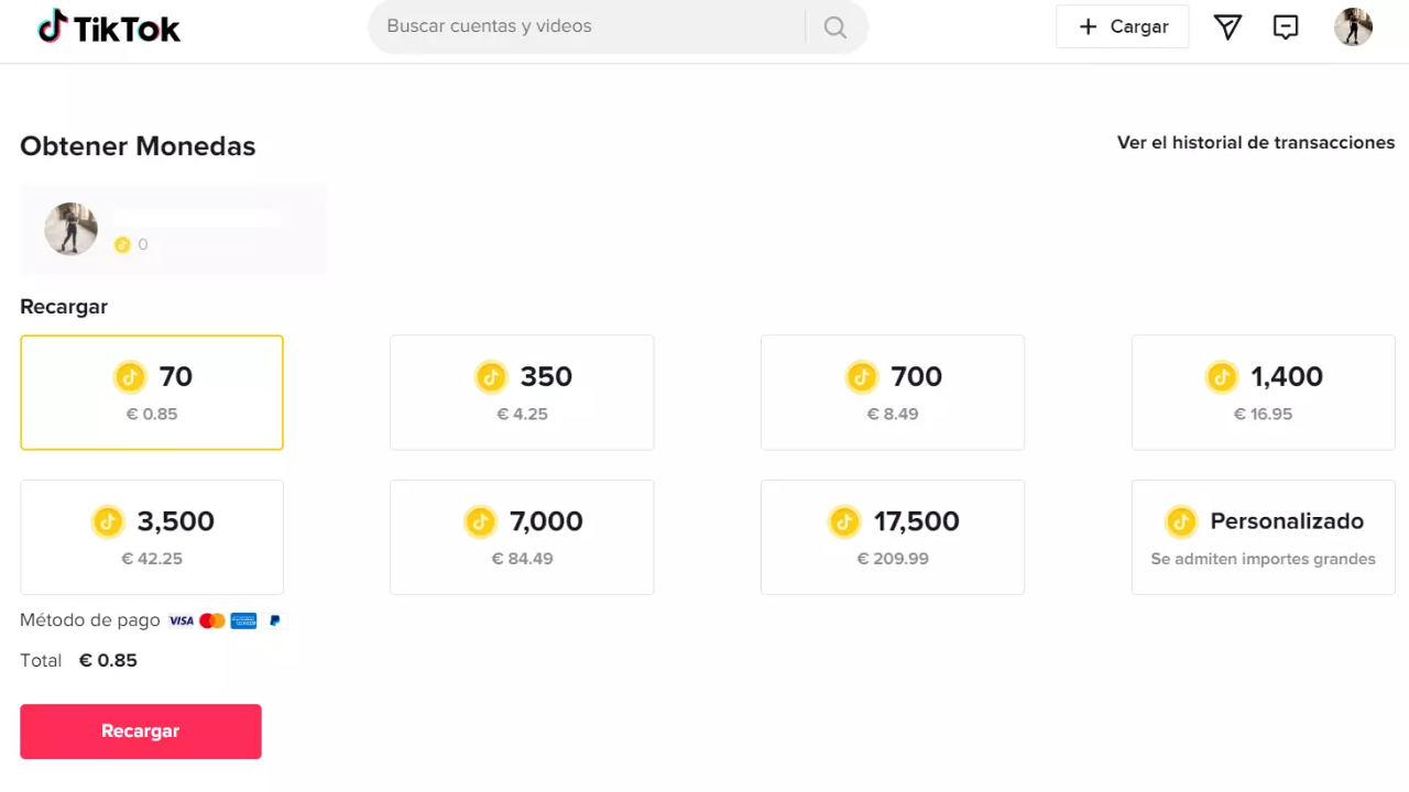 Precios de las monedas