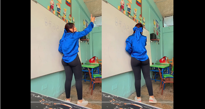 Maestra se viraliza en redes por su figura: ‘Por ella recibo dos veces la clase’