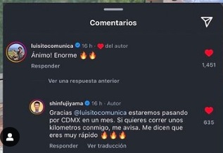 Luisito dándole animó a Shin. Foto: Captura Instagram
